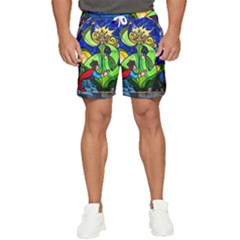 Beauty Stained Glass Rose Men s Runner Shorts by Cowasu