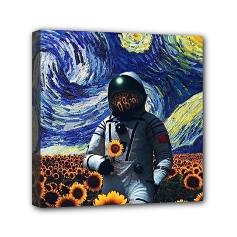 Starry Surreal Psychedelic Astronaut Space Mini Canvas 6  X 6  (stretched) by Cowasu