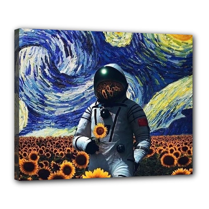 Starry Surreal Psychedelic Astronaut Space Canvas 20  x 16  (Stretched)