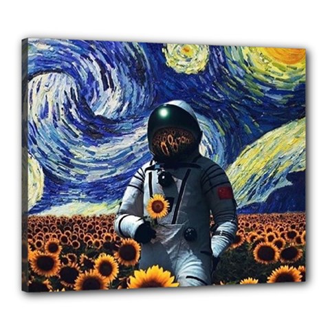 Starry Surreal Psychedelic Astronaut Space Canvas 24  X 20  (stretched) by Cowasu