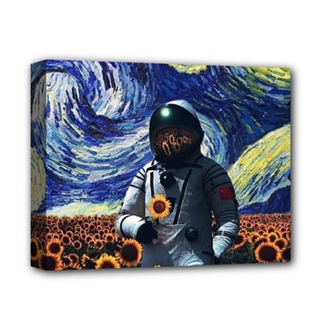 Starry Surreal Psychedelic Astronaut Space Deluxe Canvas 14  X 11  (stretched) by Cowasu