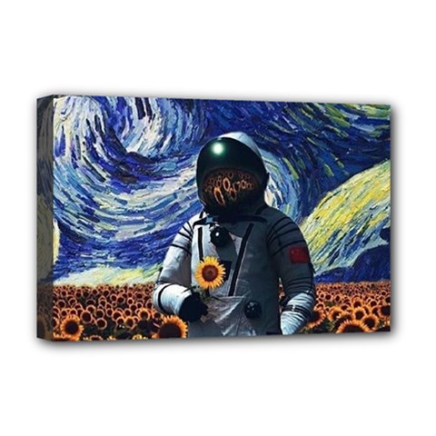 Starry Surreal Psychedelic Astronaut Space Deluxe Canvas 18  X 12  (stretched) by Cowasu