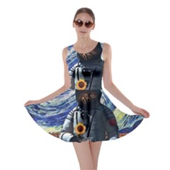 Starry Surreal Psychedelic Astronaut Space Skater Dress by Cowasu