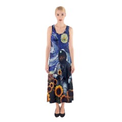 Starry Surreal Psychedelic Astronaut Space Sleeveless Maxi Dress by Cowasu