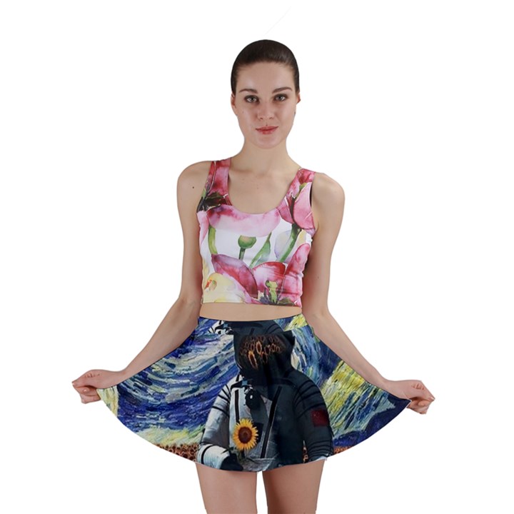 Starry Surreal Psychedelic Astronaut Space Mini Skirt