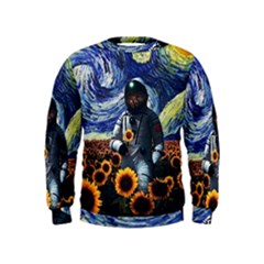 Starry Surreal Psychedelic Astronaut Space Kids  Sweatshirt by Cowasu