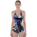 Starry Surreal Psychedelic Astronaut Space Cut-Out One Piece Swimsuit View1