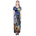 Starry Surreal Psychedelic Astronaut Space Short Sleeve Maxi Dress View1