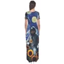 Starry Surreal Psychedelic Astronaut Space Short Sleeve Maxi Dress View2