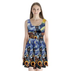 Starry Surreal Psychedelic Astronaut Space Split Back Mini Dress  by Cowasu