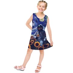 Starry Surreal Psychedelic Astronaut Space Kids  Tunic Dress by Cowasu