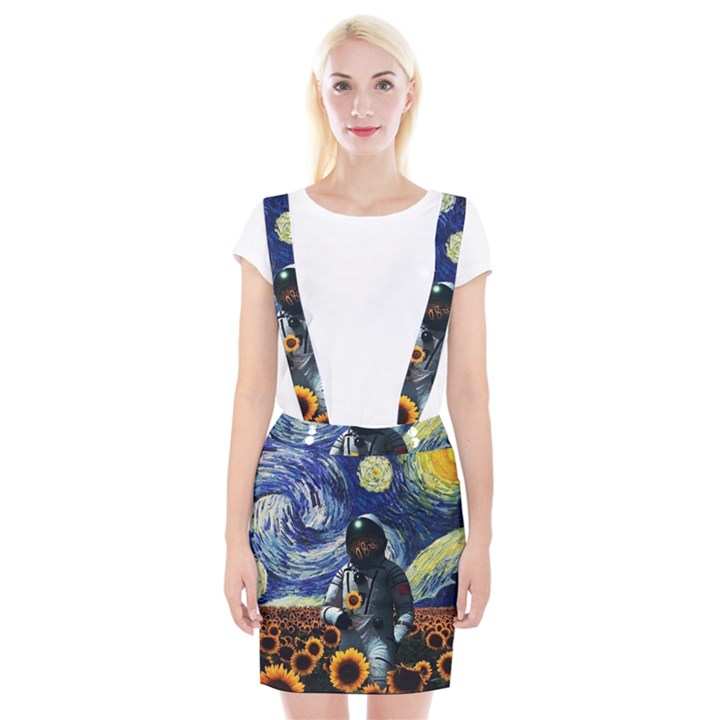 Starry Surreal Psychedelic Astronaut Space Braces Suspender Skirt