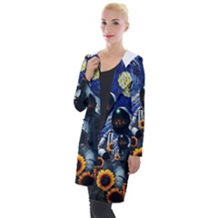 Starry Surreal Psychedelic Astronaut Space Hooded Pocket Cardigan by Cowasu