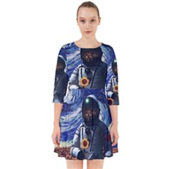 Starry Surreal Psychedelic Astronaut Space Smock Dress by Cowasu