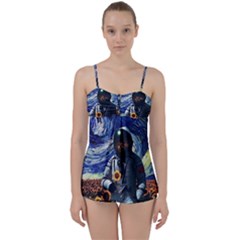 Starry Surreal Psychedelic Astronaut Space Babydoll Tankini Set by Cowasu