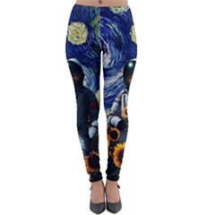 Starry Surreal Psychedelic Astronaut Space Lightweight Velour Leggings by Cowasu