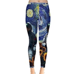 Starry Surreal Psychedelic Astronaut Space Inside Out Leggings by Cowasu