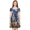 Starry Surreal Psychedelic Astronaut Space Inside Out Cap Sleeve Dress View1