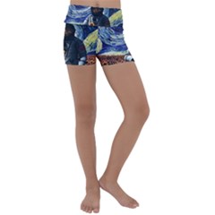 Starry Surreal Psychedelic Astronaut Space Kids  Lightweight Velour Yoga Shorts by Cowasu