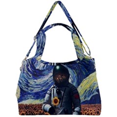 Starry Surreal Psychedelic Astronaut Space Double Compartment Shoulder Bag by Cowasu