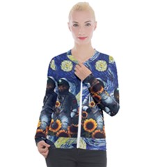 Starry Surreal Psychedelic Astronaut Space Casual Zip Up Jacket by Cowasu