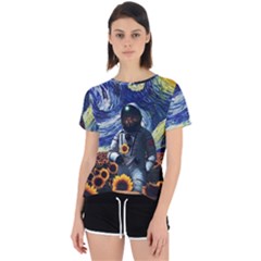 Starry Surreal Psychedelic Astronaut Space Open Back Sport Tee by Cowasu