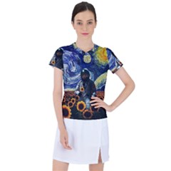 Starry Surreal Psychedelic Astronaut Space Women s Sports Top by Cowasu