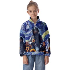 Starry Surreal Psychedelic Astronaut Space Kids  Half Zip Hoodie by Cowasu