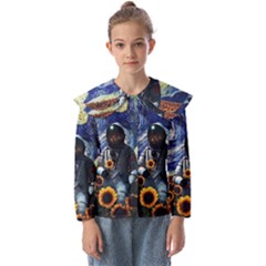 Starry Surreal Psychedelic Astronaut Space Kids  Peter Pan Collar Blouse by Cowasu