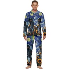 Starry Surreal Psychedelic Astronaut Space Men s Long Sleeve Velvet Pocket Pajamas Set by Cowasu