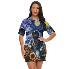 Starry Surreal Psychedelic Astronaut Space Just Threw It On Dress by Cowasu