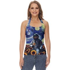 Starry Surreal Psychedelic Astronaut Space Basic Halter Top by Cowasu