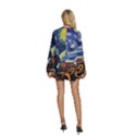 Starry Surreal Psychedelic Astronaut Space Round Neck Long Sleeve Bohemian Style Chiffon Mini Dress View4