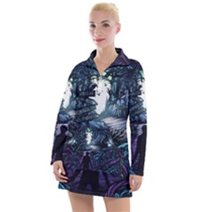 Horror Psychedelic Art Women s Long Sleeve Casual Dress by Cowasu