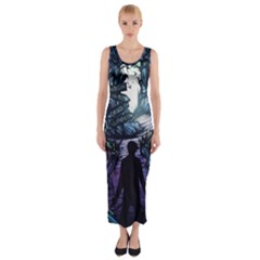 Horror Psychedelic Art Fitted Maxi Dress by Cowasu