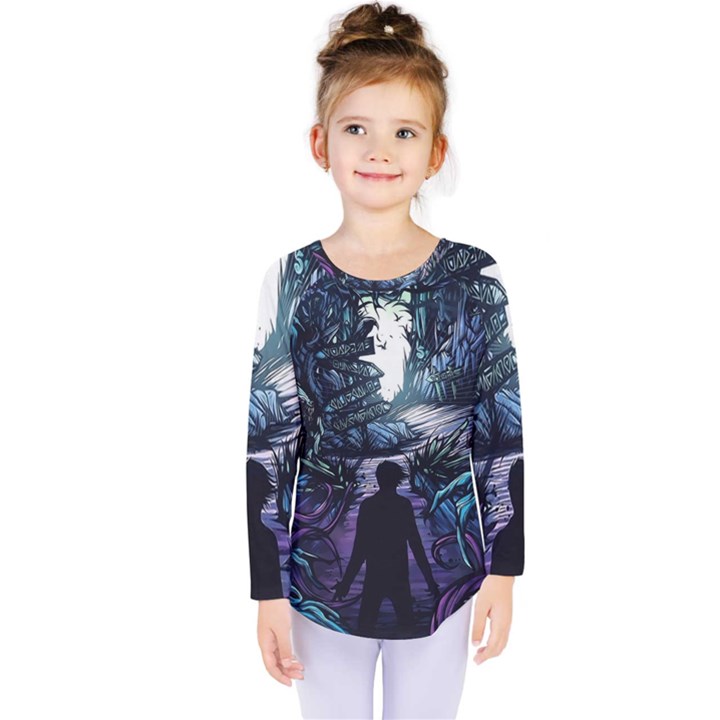 Horror Psychedelic Art Kids  Long Sleeve Tee