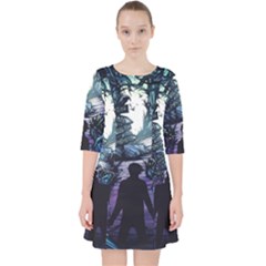 Horror Psychedelic Art Quarter Sleeve Pocket Dress by Cowasu