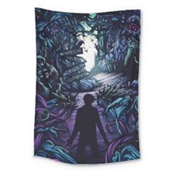 Horror Psychedelic Art Large Tapestry by Cowasu