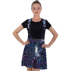 Horror Psychedelic Art Velvet Suspender Skater Skirt by Cowasu