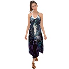 Horror Psychedelic Art Halter Tie Back Dress  by Cowasu