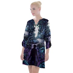 Horror Psychedelic Art Open Neck Shift Dress by Cowasu