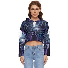 Horror Psychedelic Art Women s Lightweight Cropped Hoodie by Cowasu