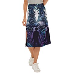 Horror Psychedelic Art Midi Panel Skirt by Cowasu