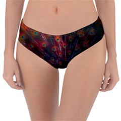 Red Peacock Feather Reversible Classic Bikini Bottoms by Cowasu