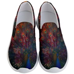 Red Peacock Feather Men s Lightweight Slip Ons by Cowasu