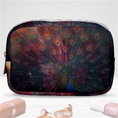 Red Peacock Feather Make Up Pouch (small) by Cowasu