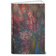 Red Peacock Feather 8  X 10  Hardcover Notebook by Cowasu