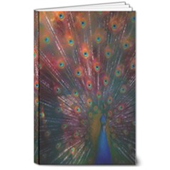 Red Peacock Feather 8  X 10  Softcover Notebook by Cowasu