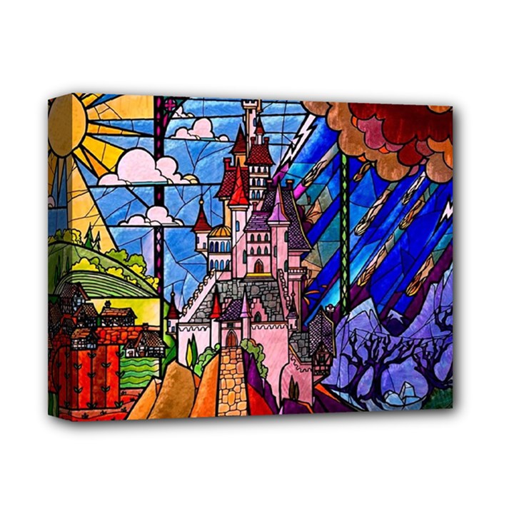 Beauty Stained Glass Castle Building Deluxe Canvas 14  x 11  (Stretched)