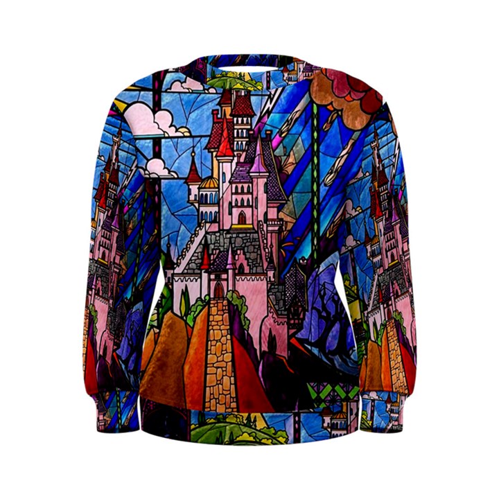 Beauty Stained Glass Castle Building Women s Sweatshirt